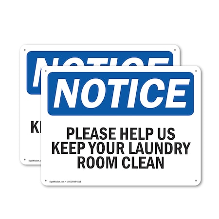 Signmission Please Help Us Keep Your Laundry Room Clean, 10 in W x Rectangle, Plastic OS-2PACK-NS-P-710-L-17460